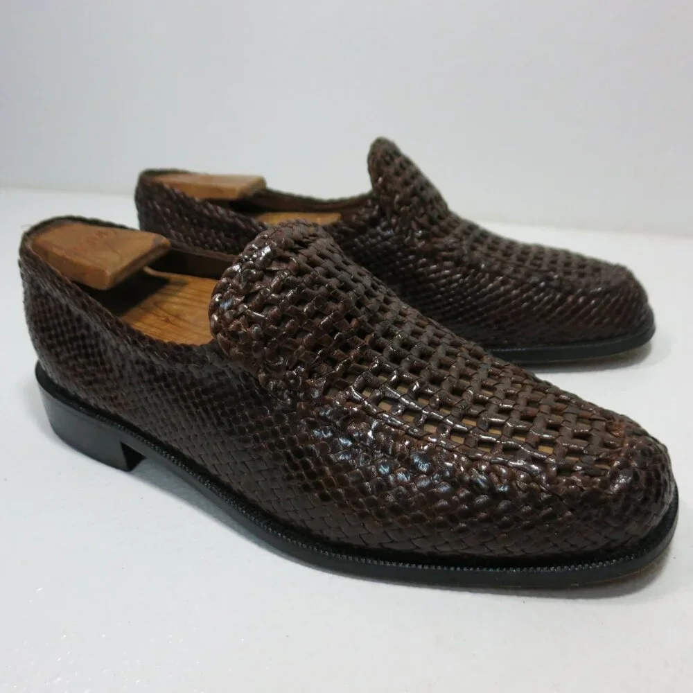 Ferragut Mallorca Woven Brown Leather Loafers Footwear Spain Unisex 42C - 41E
